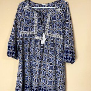 Blue tribal patterned dress, size S